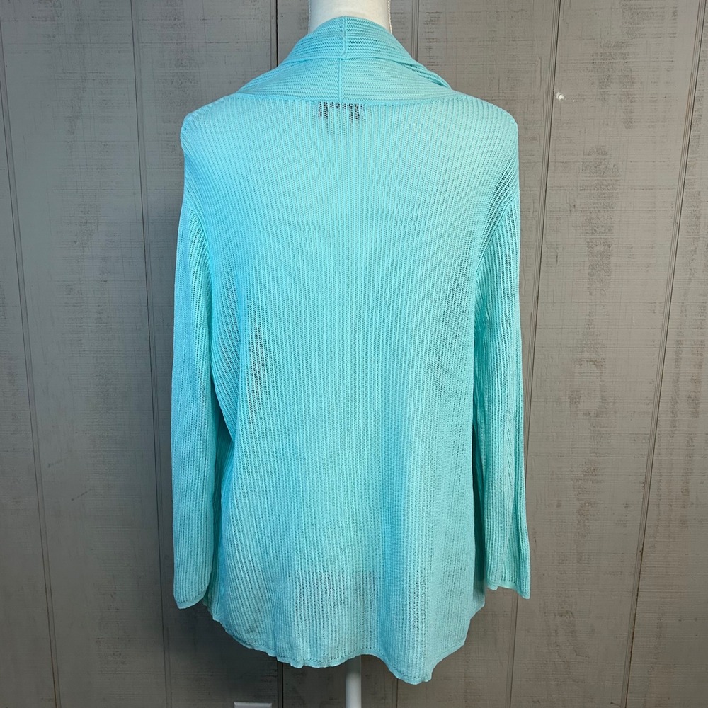 Coldwater Creek Women Open Front Knit Cardigan Sweater Size M Pastel Green Beach - Picture 2 of 8